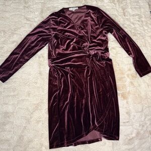LOFT Velvet Dress in Deep Burgundy